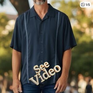 👛 (ANY 2/$25) DENVER HAYES Blue Short Sleeve Shirt, Classic Fit. See Video